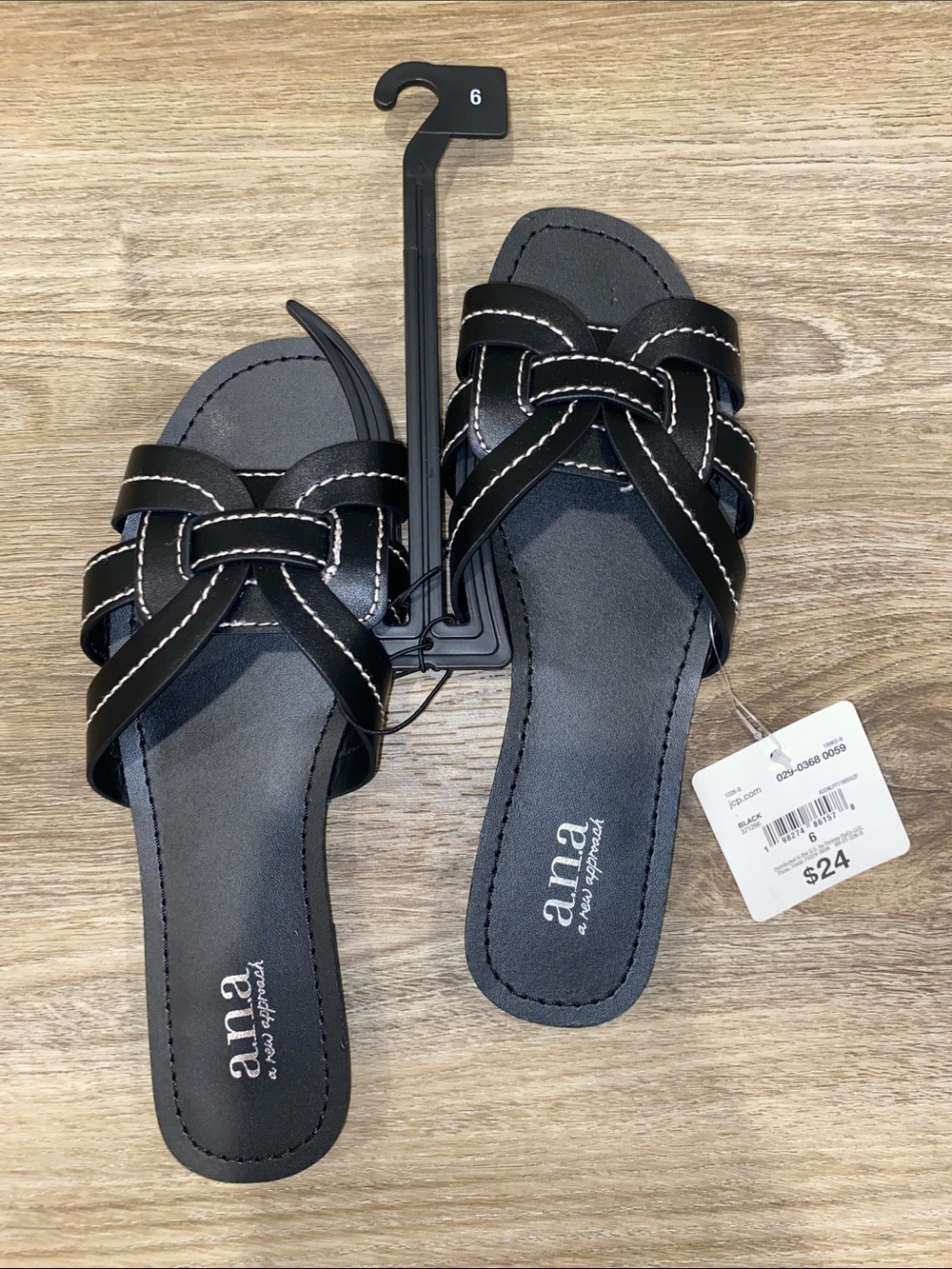a.n.a Black Women's Slip-On Woven Strap Sandals